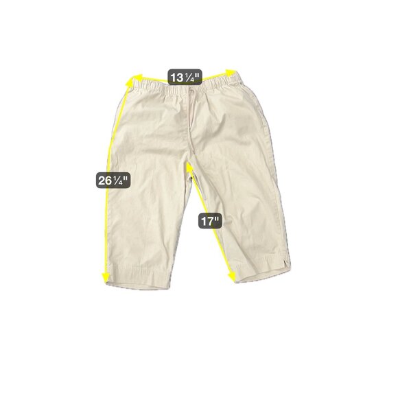 Coral Bay Petite Womens Beige Elastic Waist Capri Pants Sz PL - Picture 6 of 9